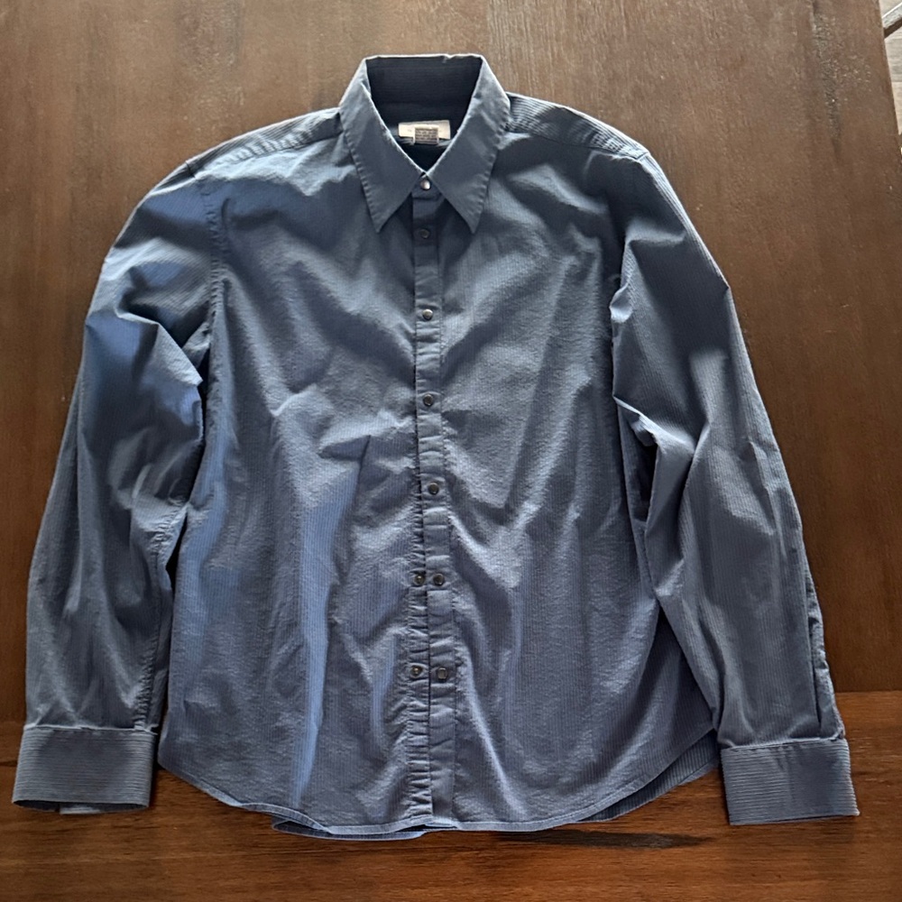 Armani Exchange Men's Blue Button-Down Shirt